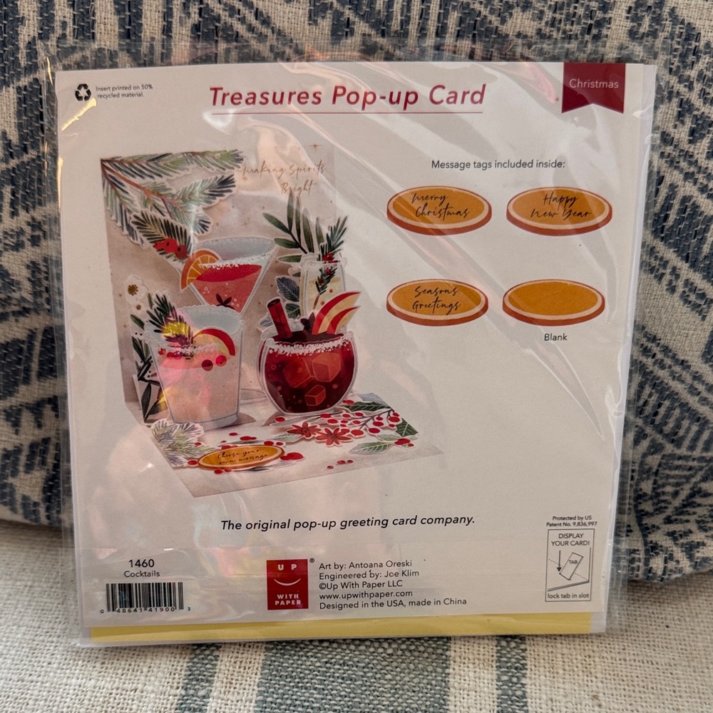 Treasures Christmas Pop-up Card—Cocktails 1460